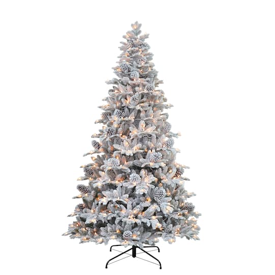7.5ft. Pre-Lit Flocked Vermont Pine Artificial Christmas Tree, Clear Lights